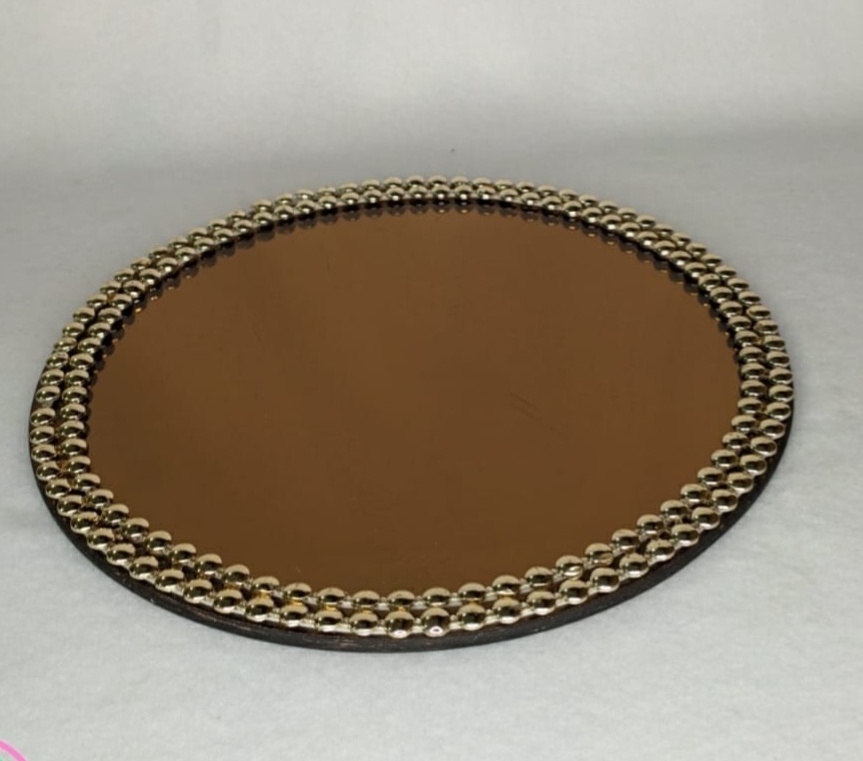 Suporte Espelhado Bronze 25Cm - LÊ FESTAS LOCAÇÃO DE 