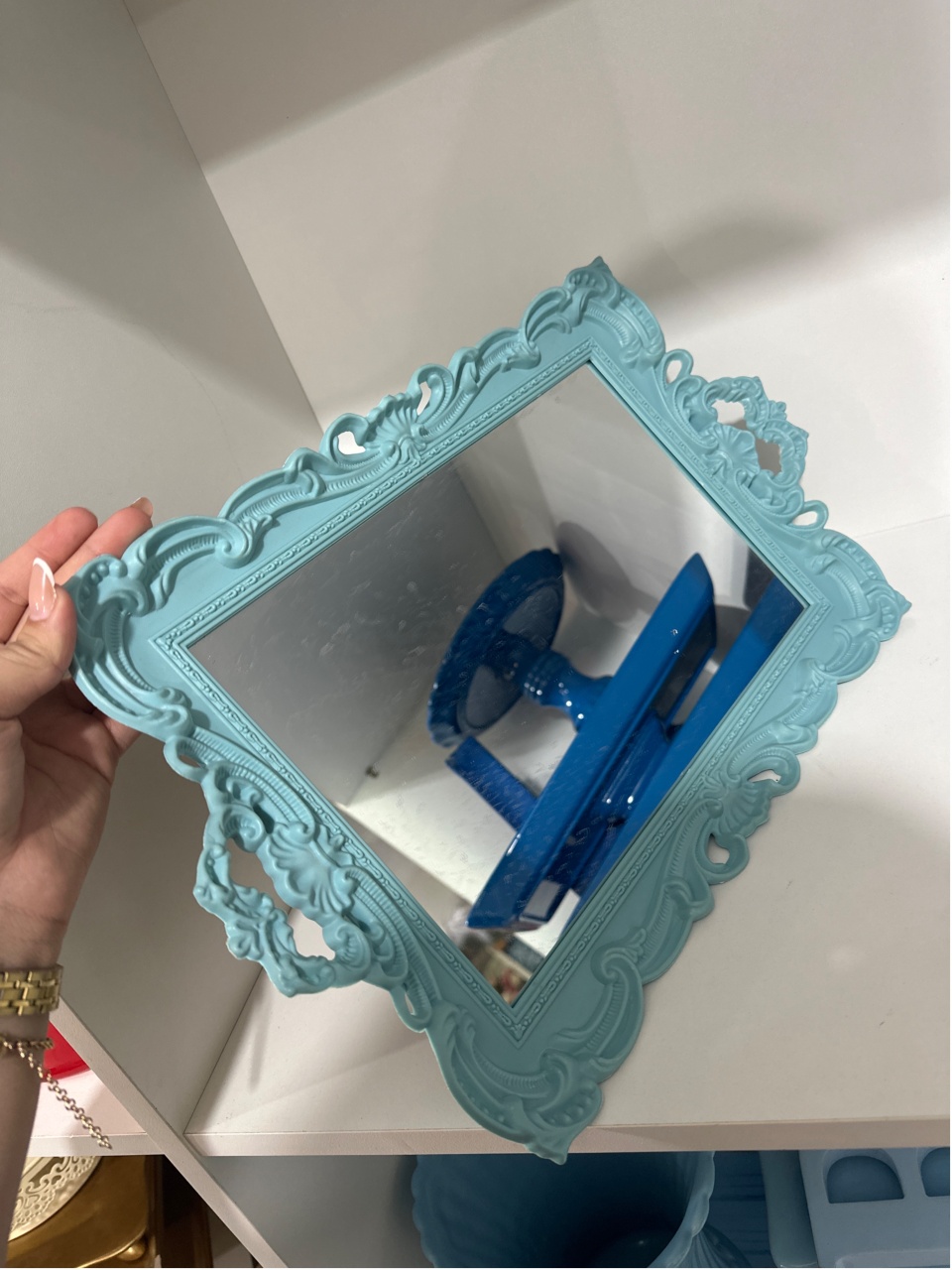 Bandeja Azul C/ Espelho 32X22 - LÊ FESTAS LOCAÇÃO DE 