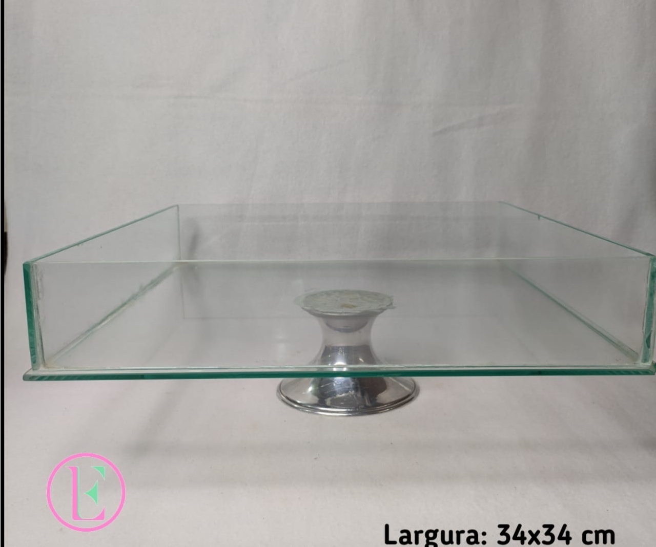 Bandeja Vidro Quadrada Alta 35X35X12- Vp205 - LÊ FESTAS LOCAÇÃO DE 