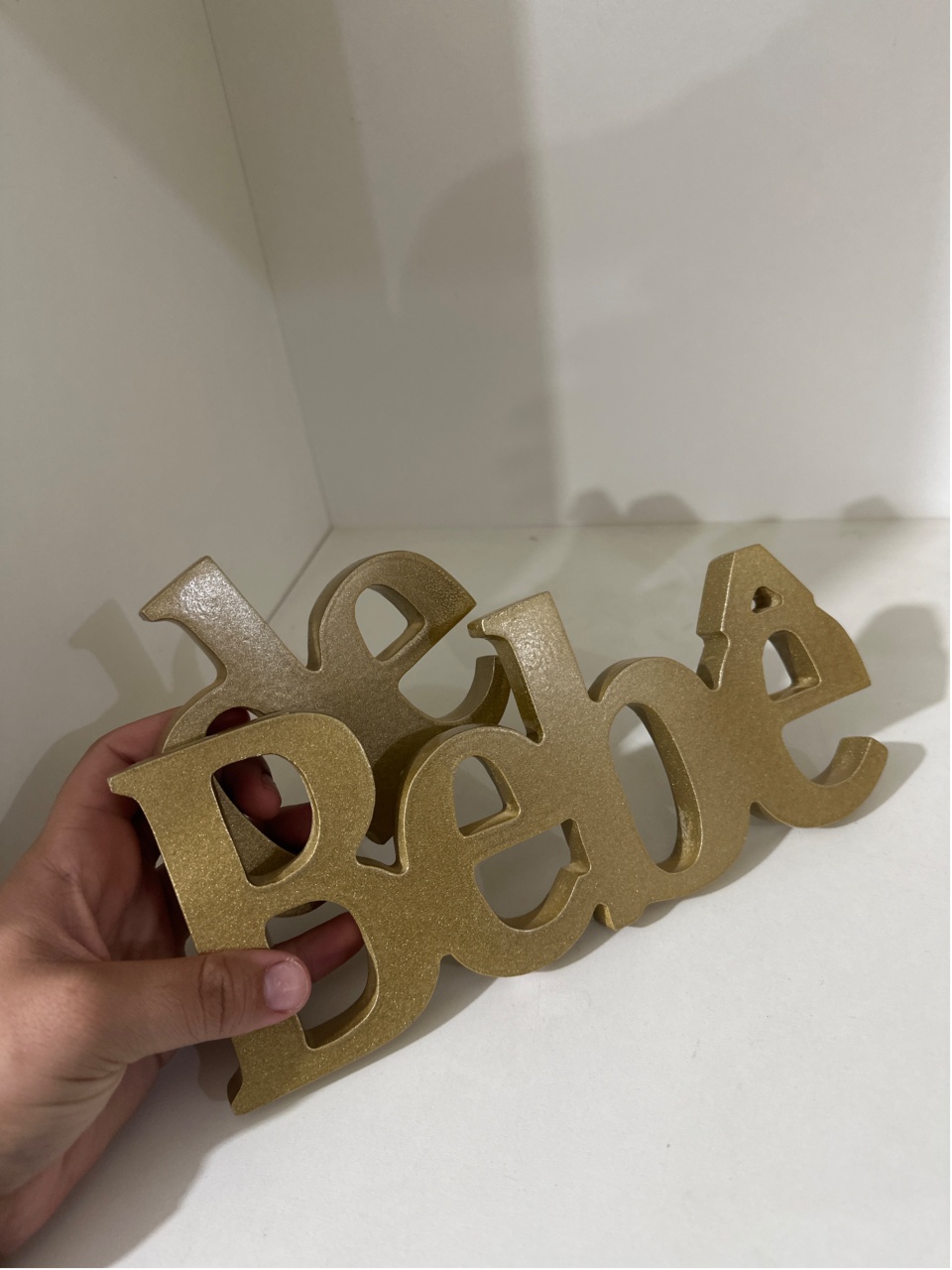 Mdf Palavra Cha de Bebe Dourado - LÊ FESTAS LOCAÇÃO DE 