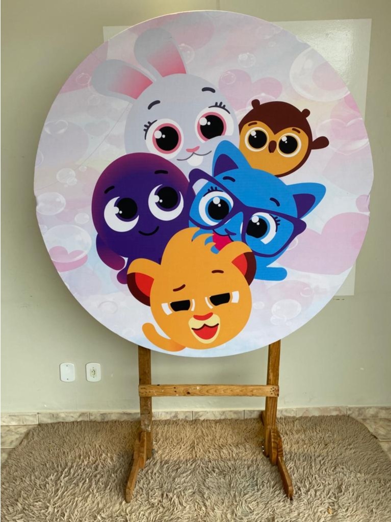Tecido Painel Redondo 1,5M- Bolo Fofos Feminino - LÊ FESTAS LOCAÇÃO DE 