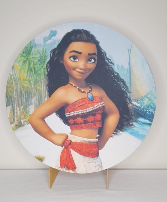 Tecido Painel Redondo 50Cm - Moana - LÊ FESTAS LOCAÇÃO DE 