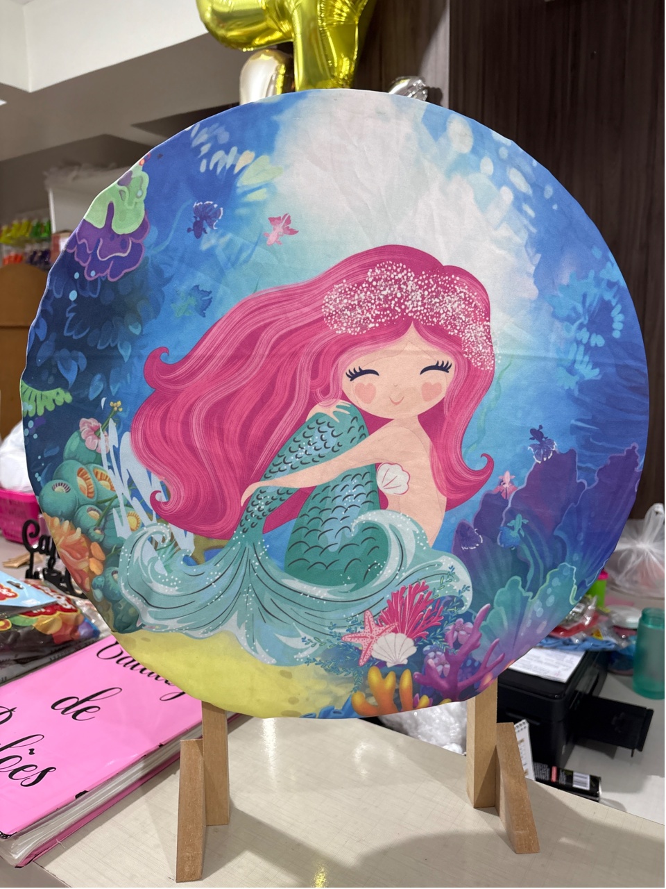 Tecido Painel Redondo 50 Cm Sereia - LÊ FESTAS LOCAÇÃO DE 
