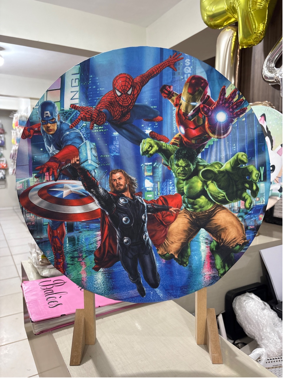Tecido Painel Redondo 50 Cm Vingadores - LÊ FESTAS LOCAÇÃO DE 