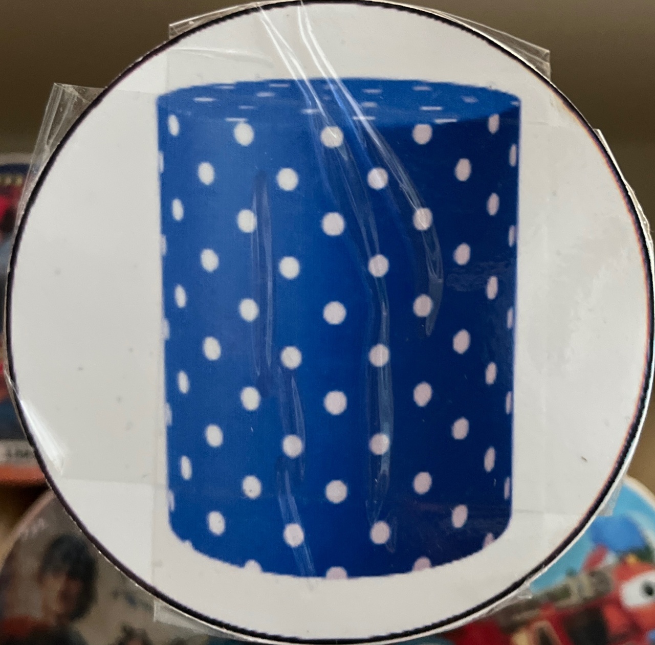 Capa Cilindro M - Azul C/ Bolinhas Brancas - LÊ FESTAS LOCAÇÃO DE 