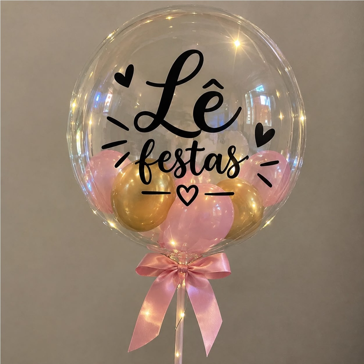 Balão Bolha Na Vareta|Bolha de 10" Com Brilho Ou Balão Dentro - LÊ FESTAS LOCAÇÃO DE 
