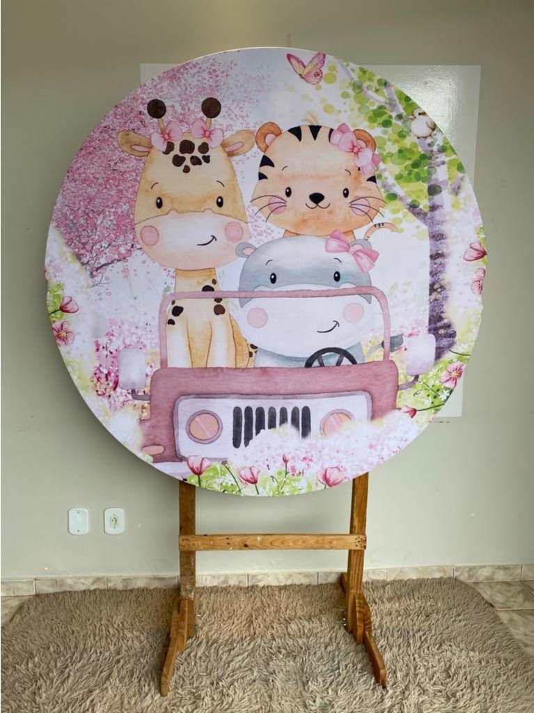 Tecido Painel Redondo 1,5M- Safari Feminino - LÊ FESTAS LOCAÇÃO DE 