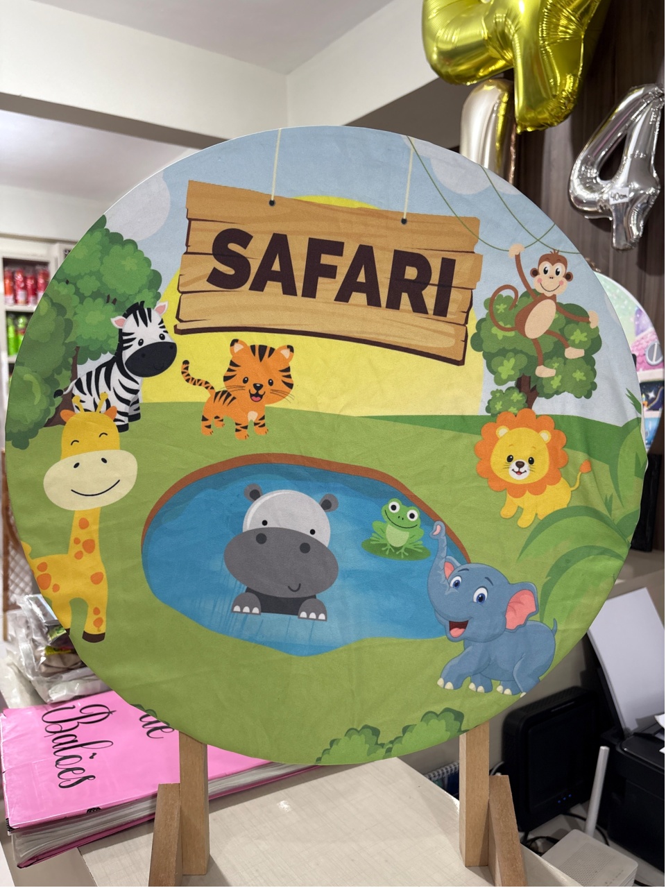 Tecido Painel Redondo 50 Cm Safari - LÊ FESTAS LOCAÇÃO DE 