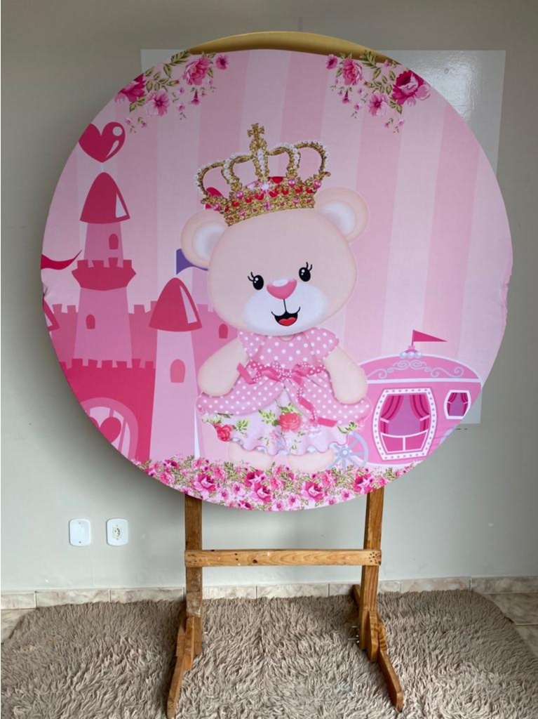 Tecido Painel Redondo 1,5M- Ursinha Princesa - LÊ FESTAS LOCAÇÃO DE 