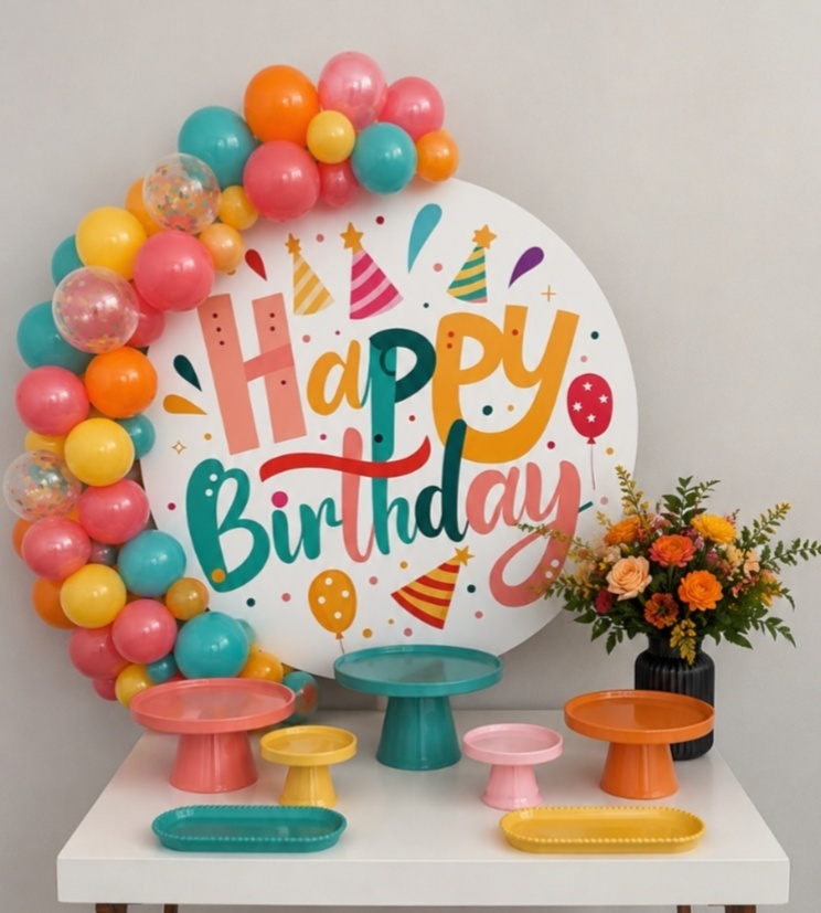 Festa Na Mesa Celebre Happy Birtday Colorido - Ateliê da Re