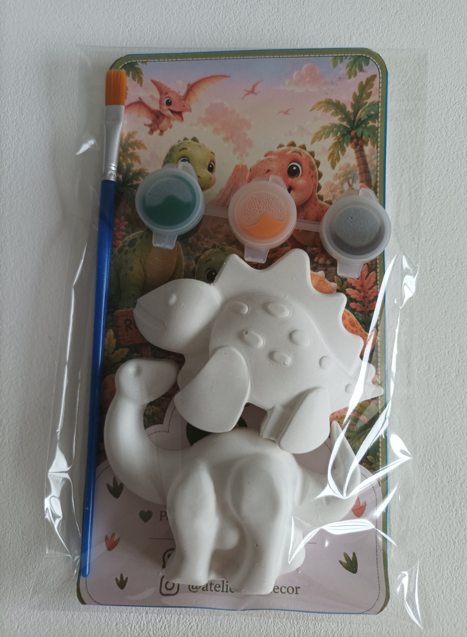 Kit Gesso Para Colorir Dinossauro - Ateliê da Re