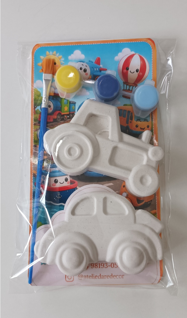 Kit Gesso Para Colorir Transportes - Ateliê da Re