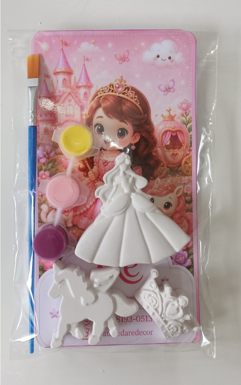 Kit Gesso Para Colorir Princesa - Ateliê da Re