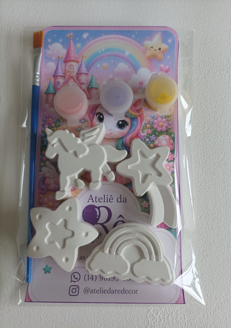 Kit Gesso Para Colorir Unicórnio - Ateliê da Re