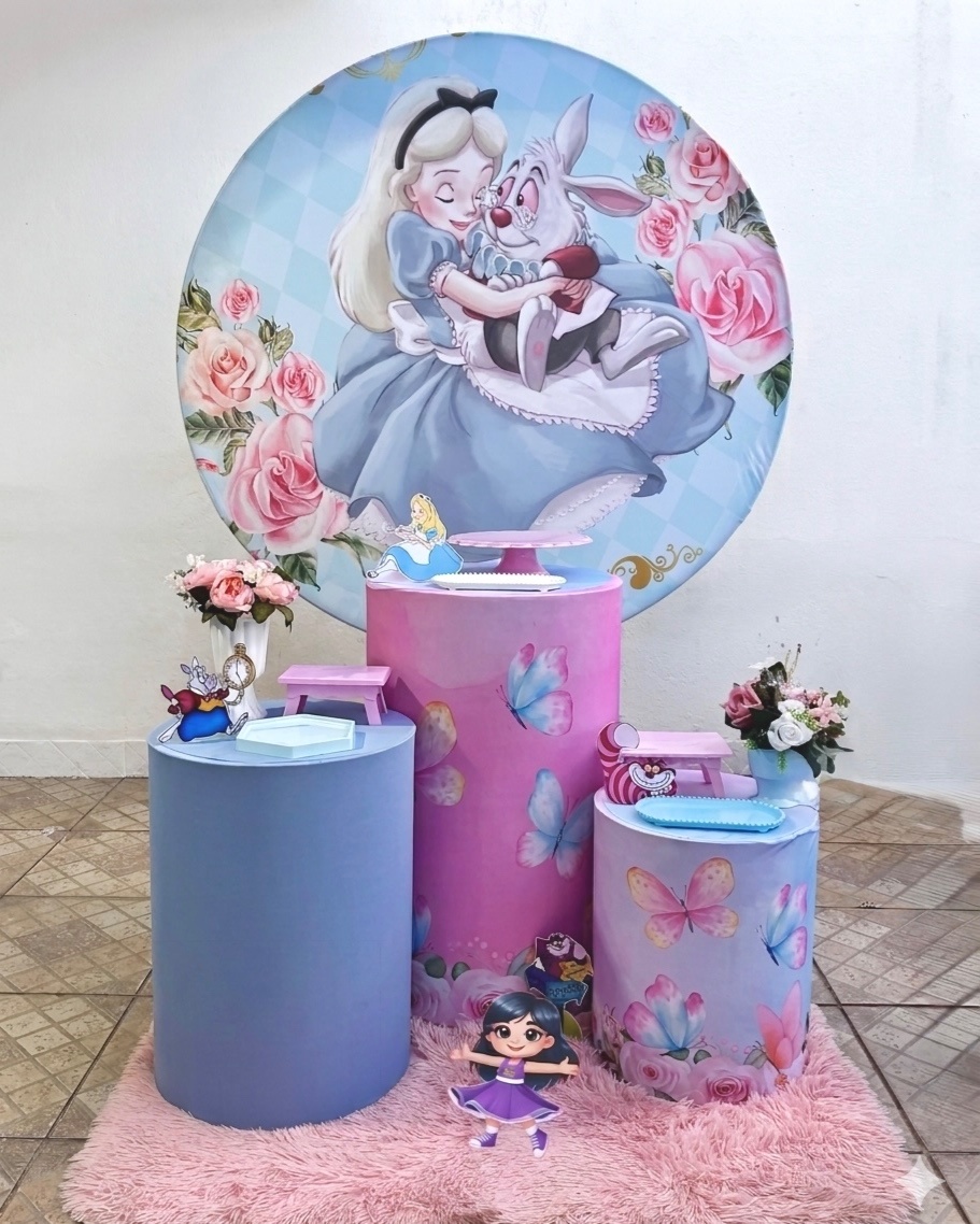 Alice No País das Maravilhas Kit Padrão 1 Painel 💖 - Aninha Fest 