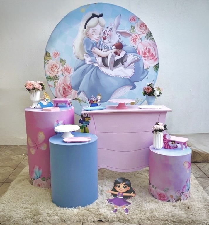 Alice No País das Maravilhas - Kit Cômoda 1 Painel 💖 - Aninha Fest 