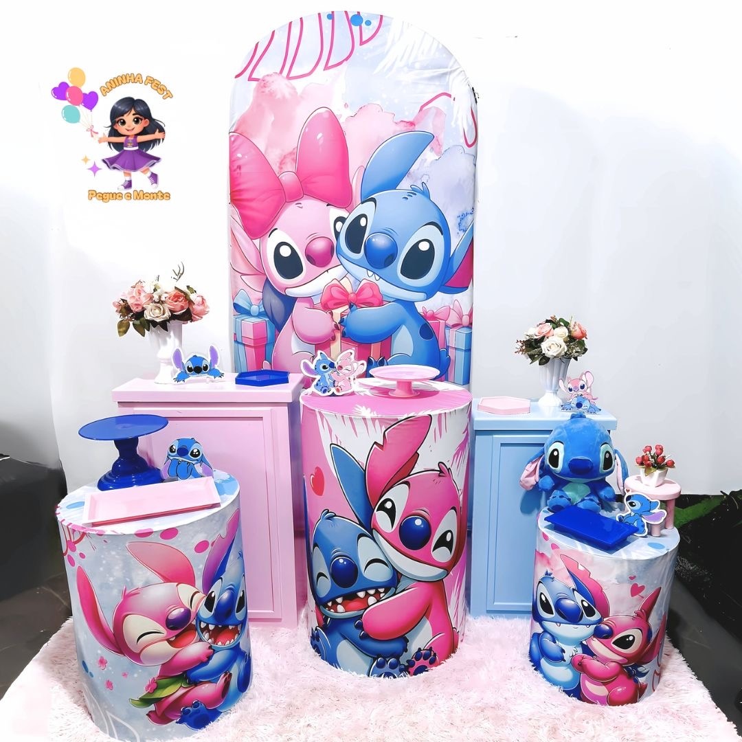 Stitch Angel Painel Romano - Aninha Fest 