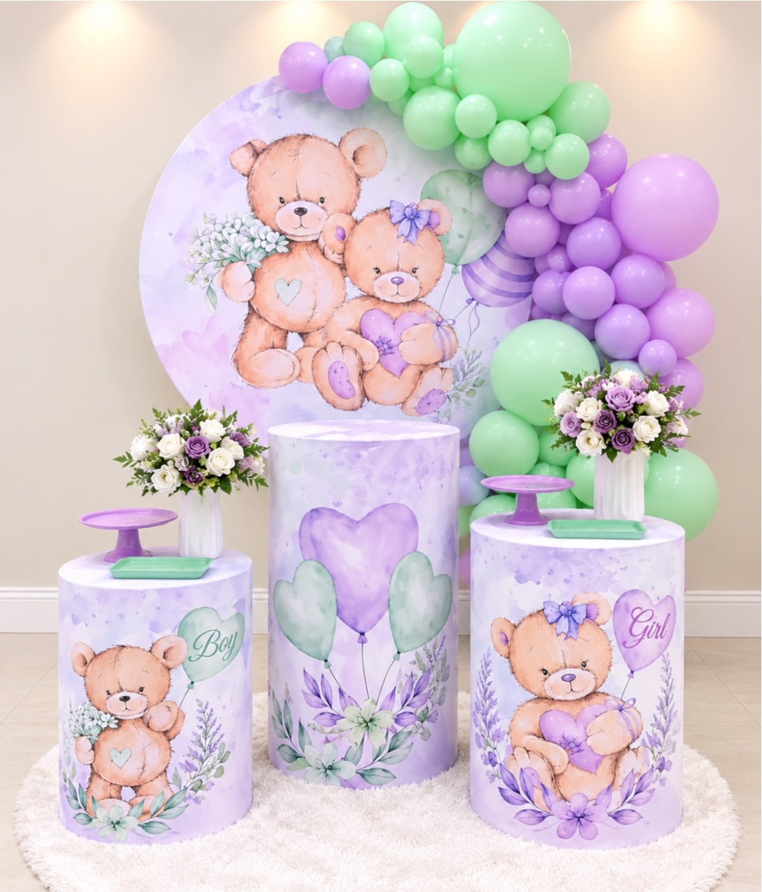 Decoração Completa Balões Montagem 💜💚 - Aninha Fest 