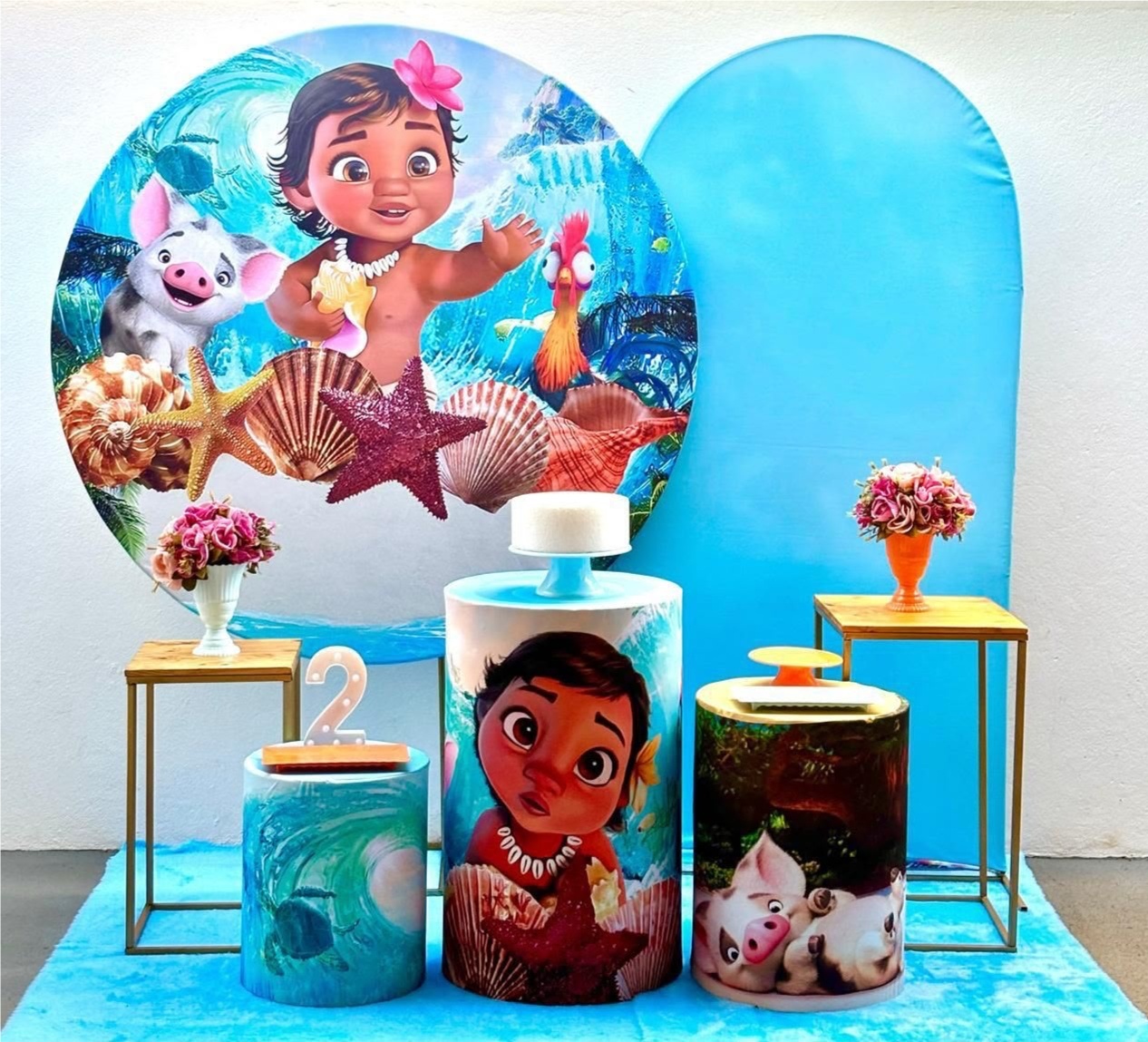 Moana Baby - Kit 3 (Mesinhas Romano Azul) - Tamires Pegue e Monte Uberaba
