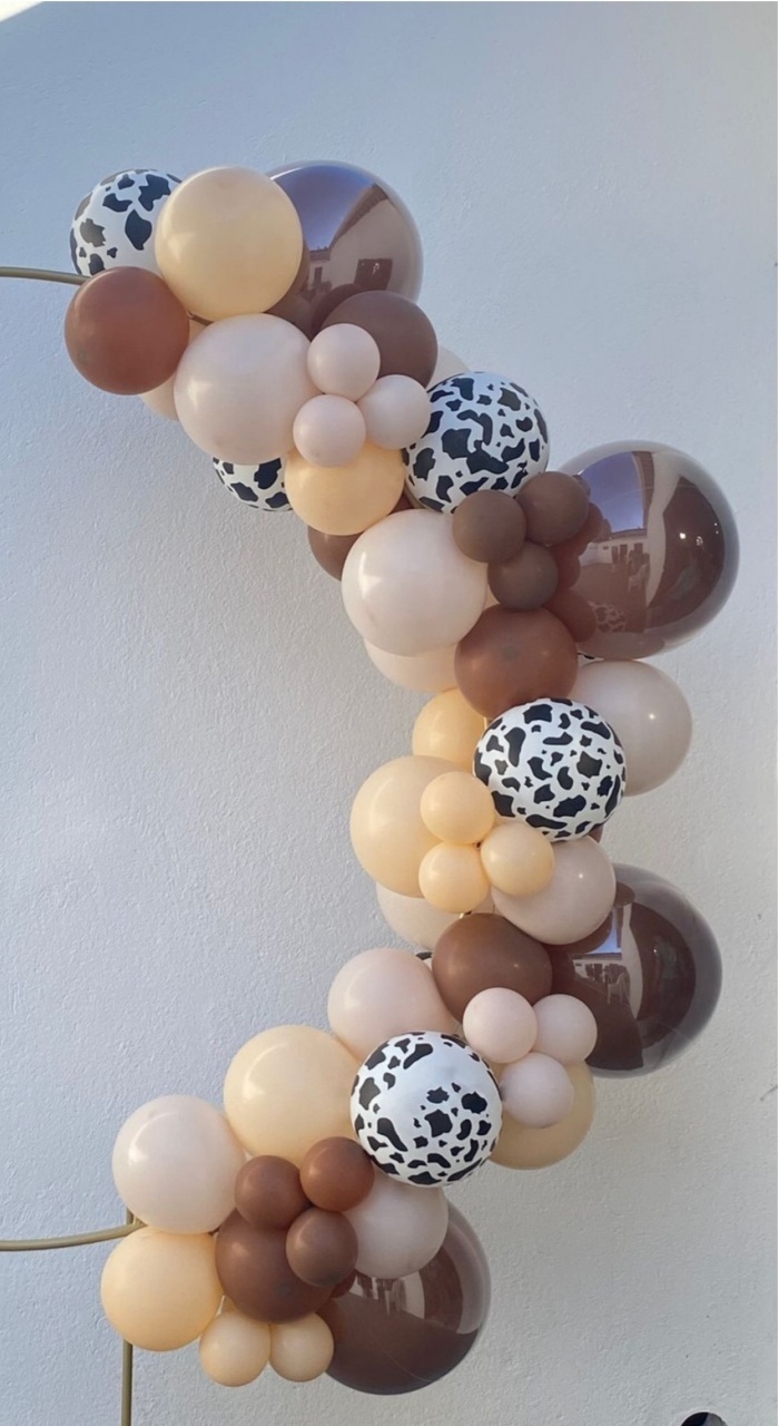 Arco de Balões (Organico Misturado E Estampado) (16 E 9 Marrom, 09 Nude, Bege, Marrom E Vaquinha, 5-Nude, Bege E Marrom (Cowboy Cute) - Tamires Pegue e Monte Uberaba