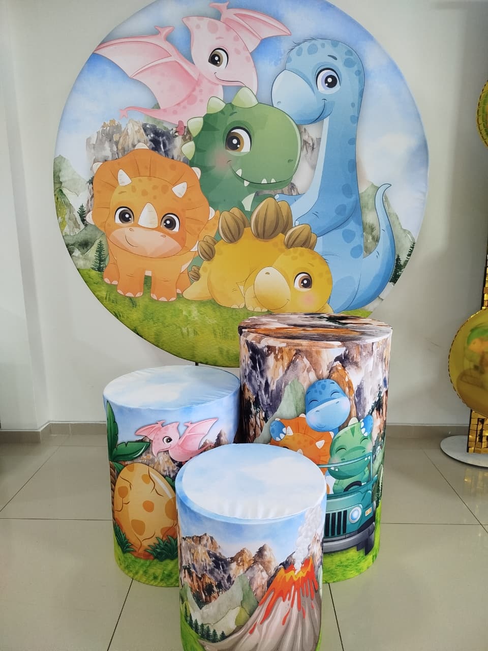 Kit Capa Painel E Capas Cilindros Dinossauros Baby - Decoração de Mãe