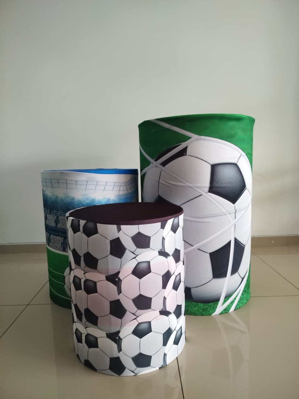 Trio Capas Cilindro Futebol - Decoração de Mãe