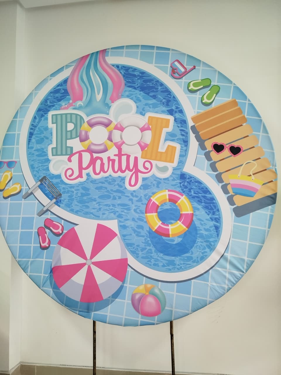 Capa Painel Redondo Pool Party - Decoração de Mãe