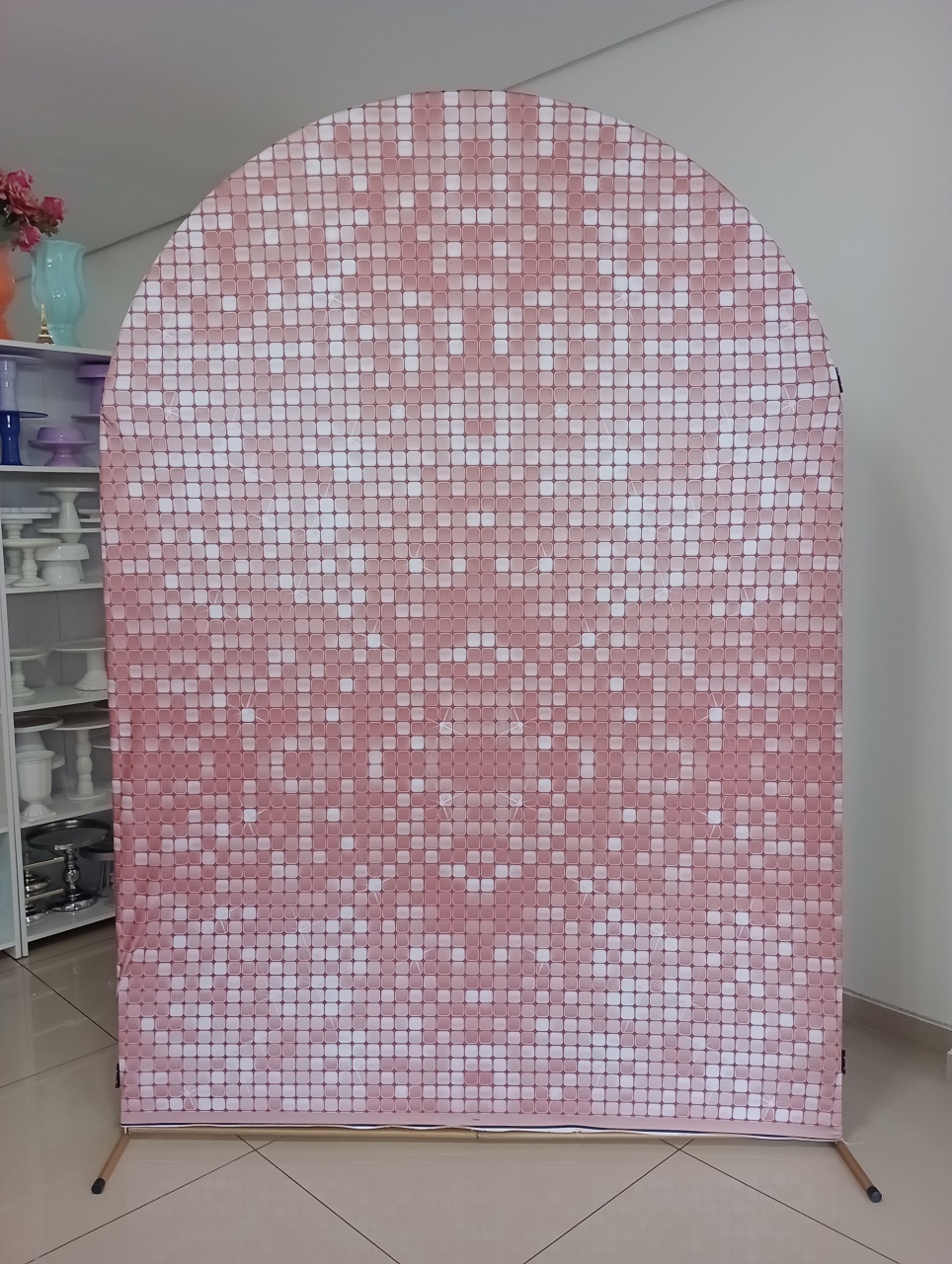 Capa Rosa Brilho 1,50 Romano - Decoração de Mãe