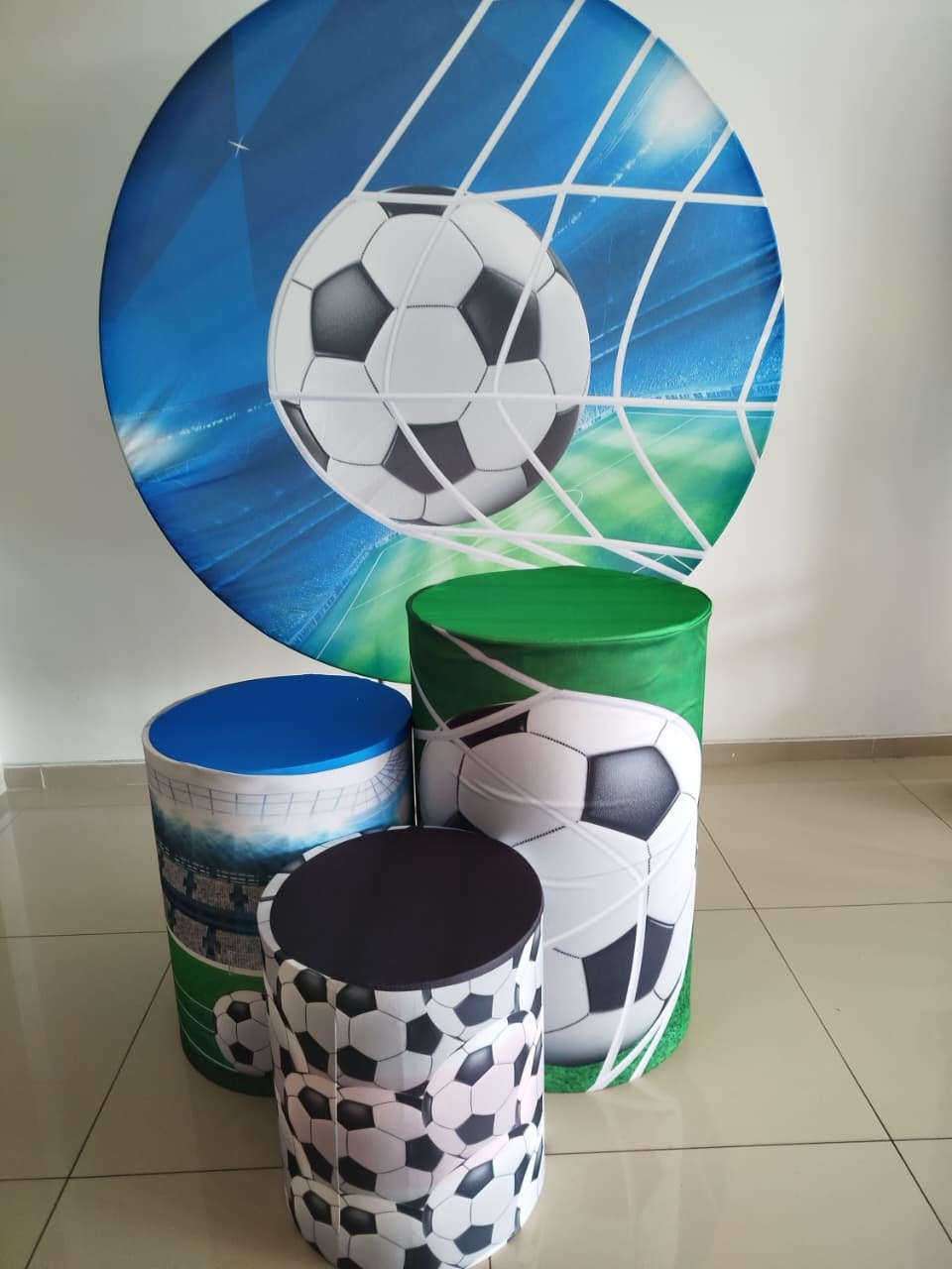 Kit Capa Painel E Capas Cilindros Futebol - Decoração de Mãe