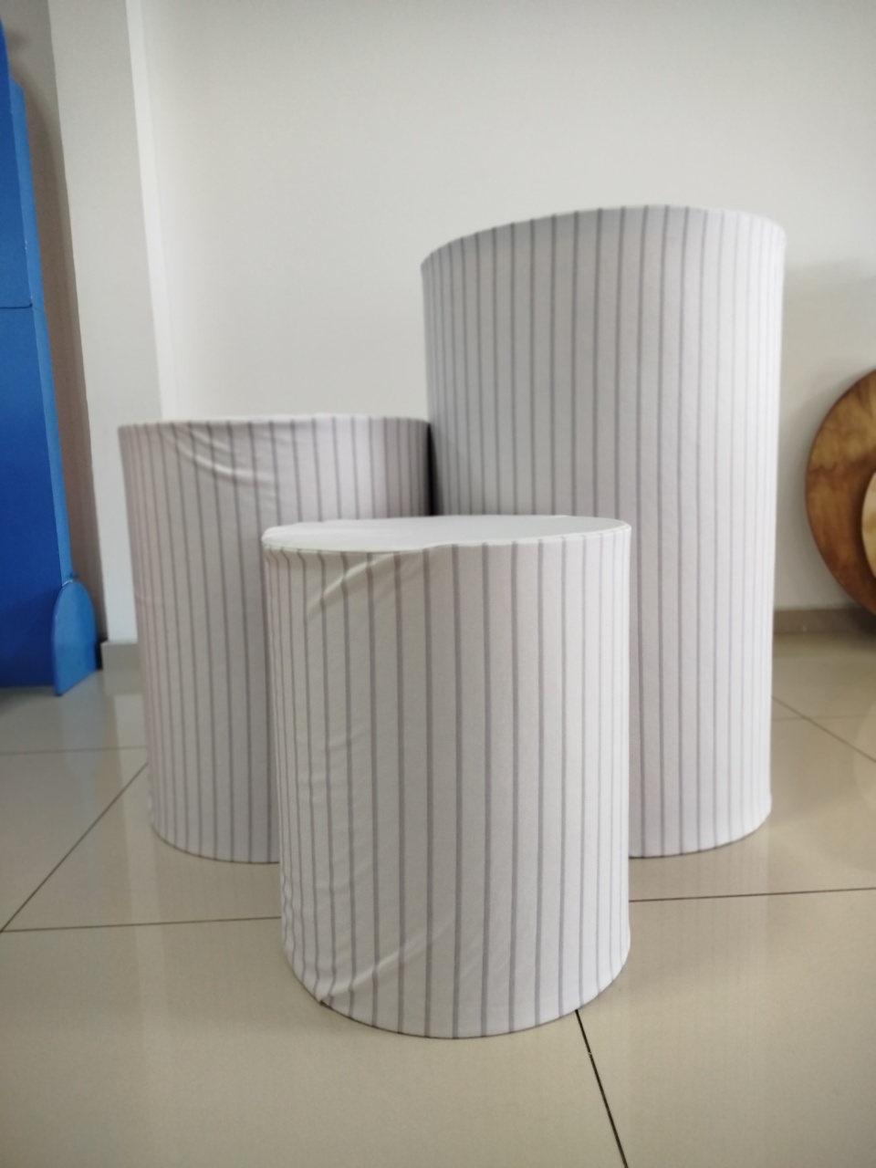 Trio Capa Cilindro Ripado Branco - Decoração de Mãe