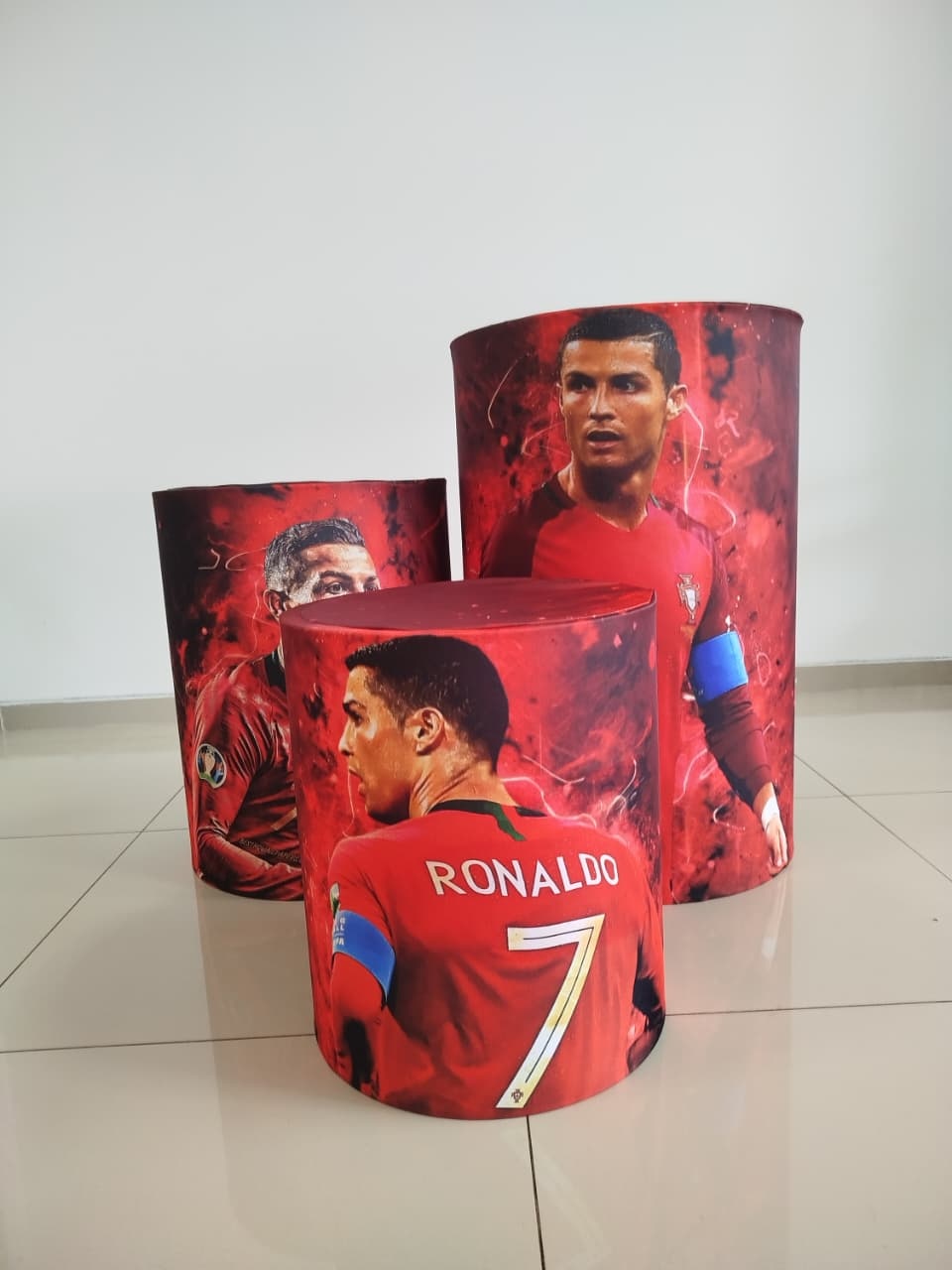 Trio Capas Cilindro Cristiano Ronaldo - Decoração de Mãe