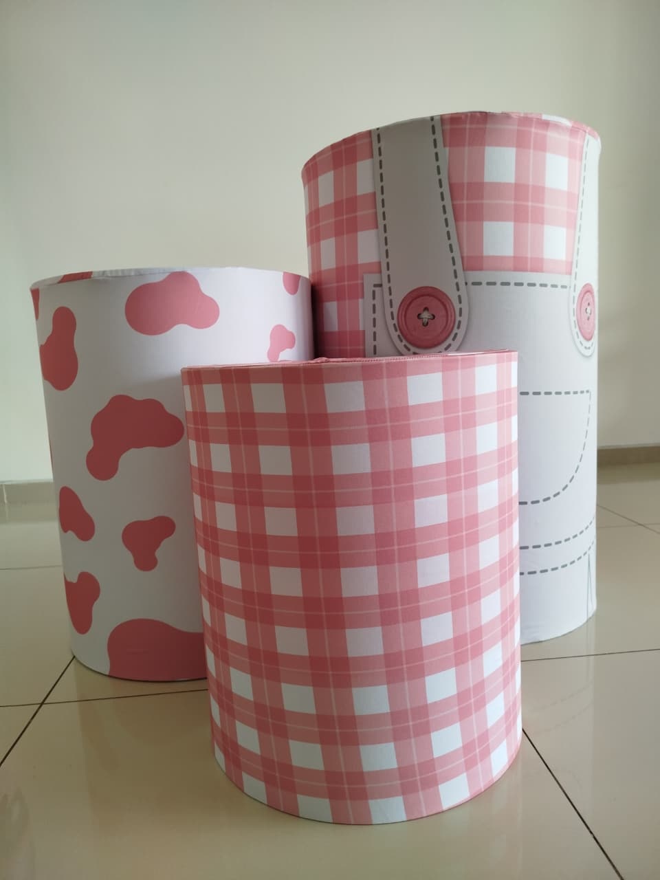 Trio Capas Cilindro Fazendinha Menina - Decoração de Mãe