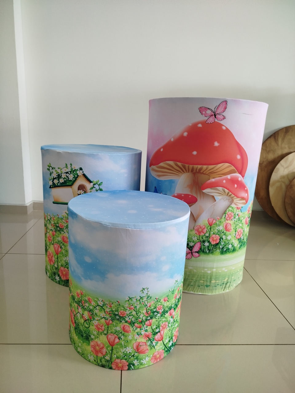 Trio Capa Cilindro Jardim - Decoração de Mãe