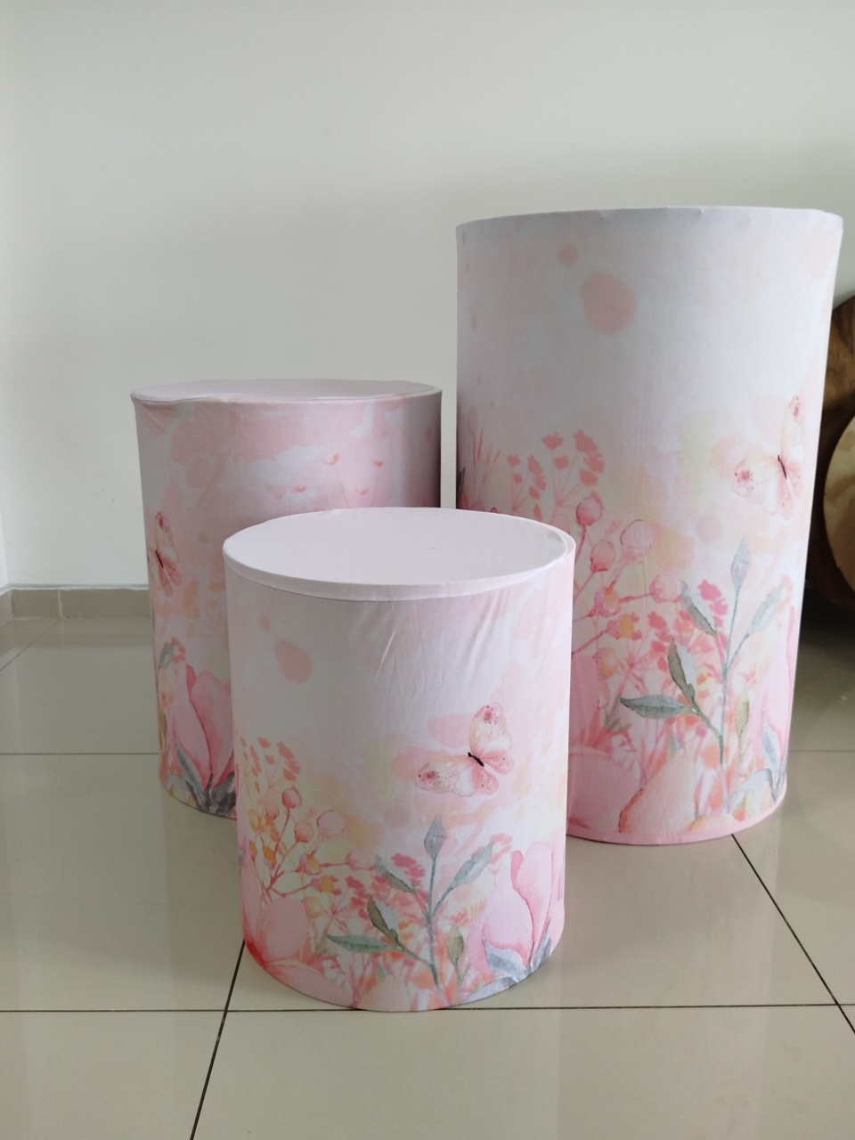 Trio Capa Cilindro Flores - Decoração de Mãe