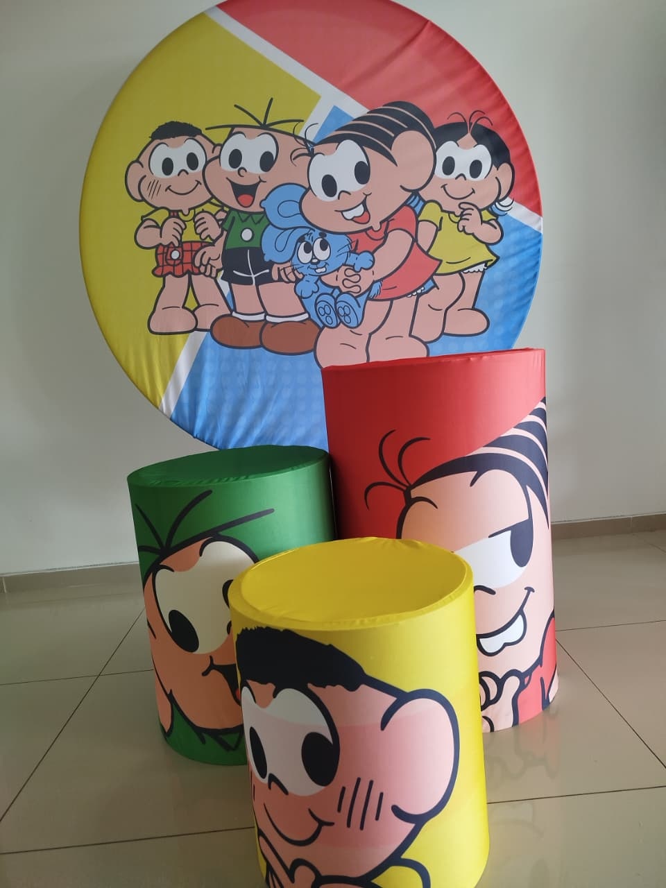 Kit Capa Painel E Capas Cilindros Turma da Monica - Decoração de Mãe