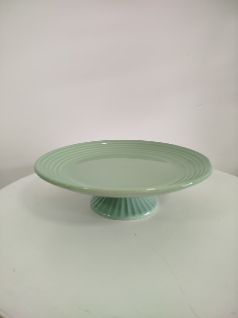 Boleira Verde Ceramica G - Decoração de Mãe