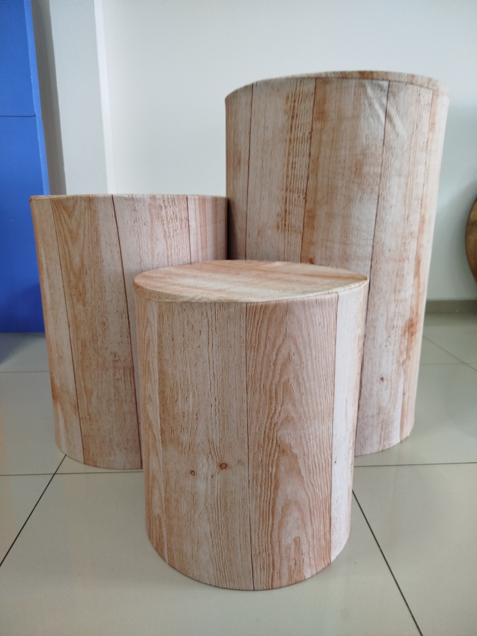 Trio Capa Cilindro Ripado Madeira - Decoração de Mãe
