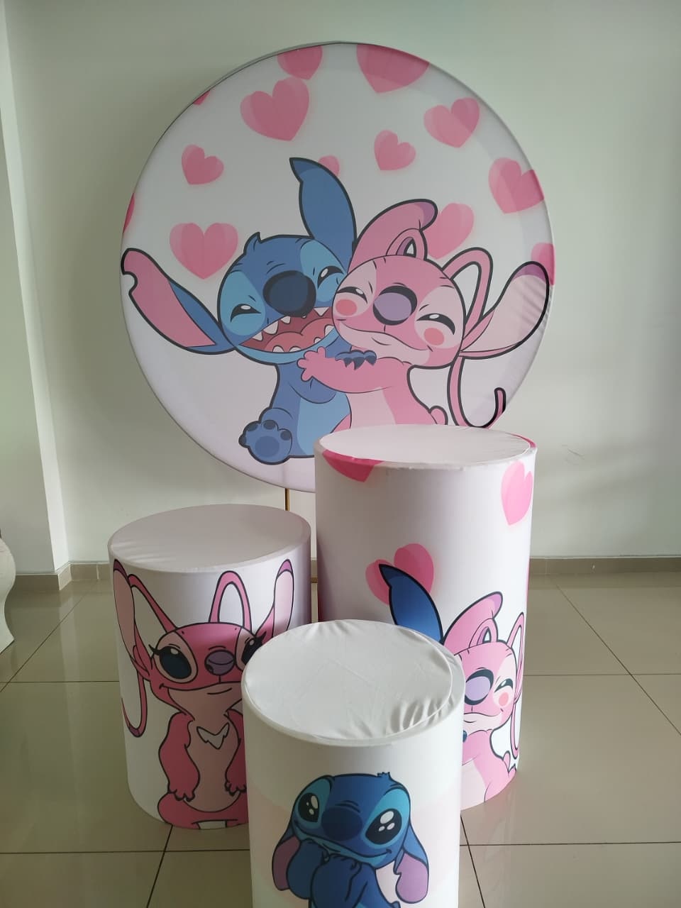 Kit Capas Painel E Cilindro Stitch - Decoração de Mãe
