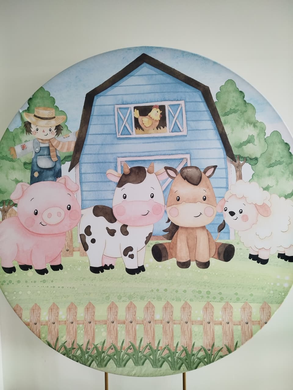 Capa Painel Redondo Fazendinha Menino - Decoração de Mãe
