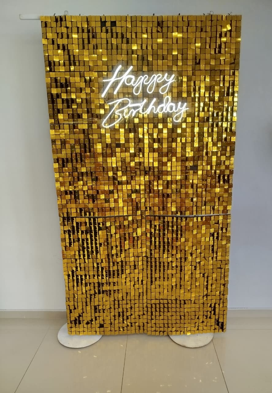 Painel Shimmer Dourado Com Led - Decoração de Mãe