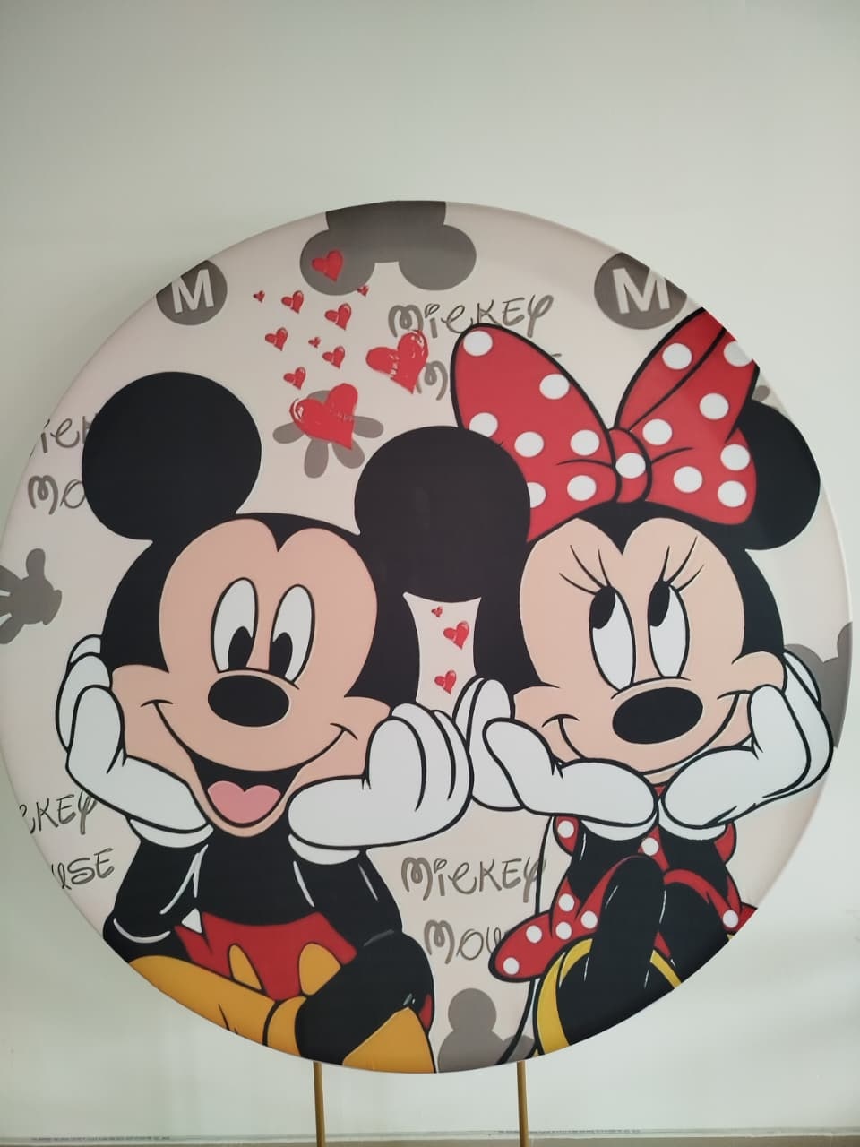Capa Painel Redondo Mickey E Minnie - Decoração de Mãe