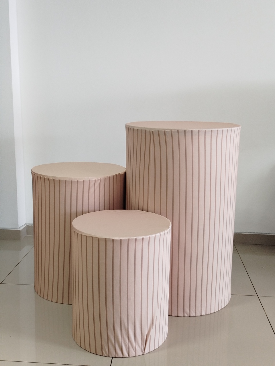Trio Capa Cilindro Ripado Nude - Decoração de Mãe