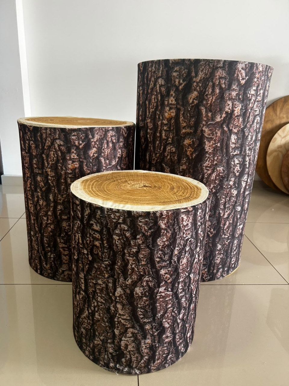 Trio Capas Cilindro Tronco - Decoração de Mãe