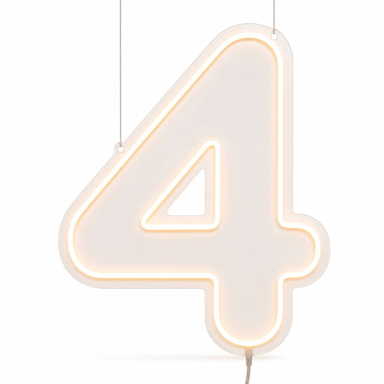 Número 4 | Branco Quente - ArtePOP_locacao_neonled