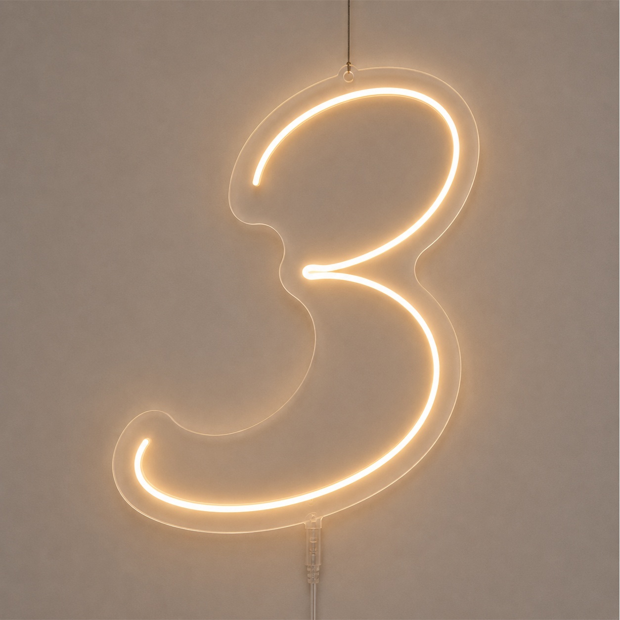 Número 3 | Manual | Branco Quente - ArtePOP_locacao_neonled