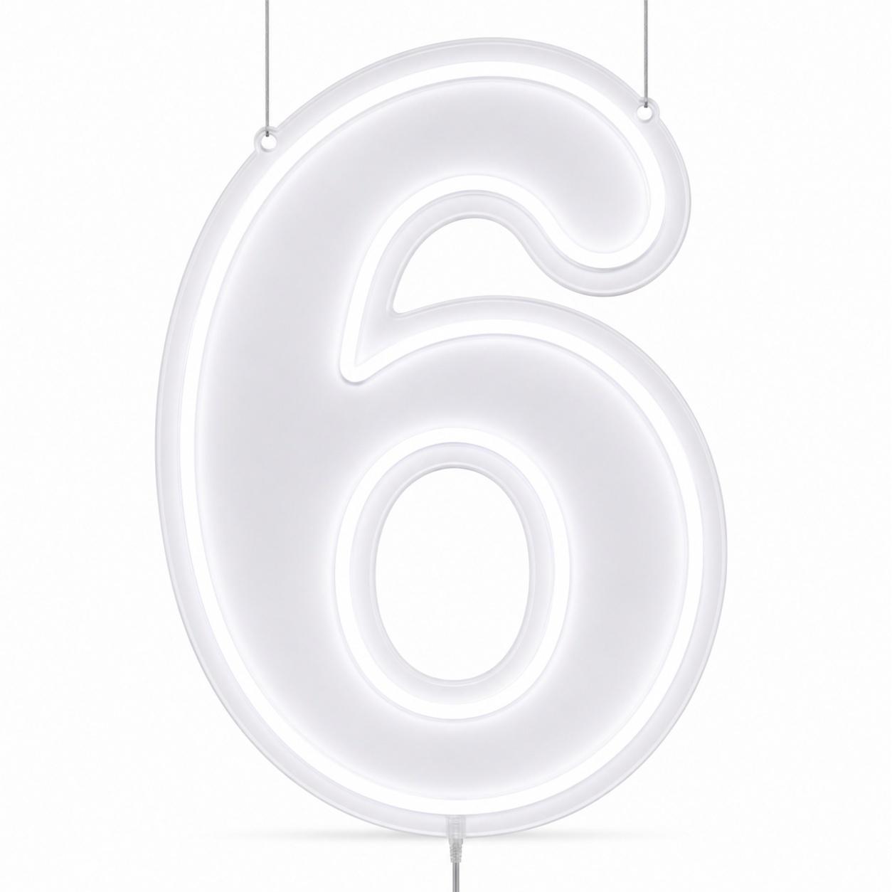 Número 6 | Branco Frio - ArtePOP_locacao_neonled