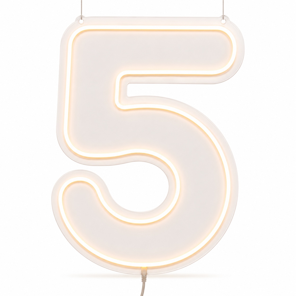 Número 5 | Branco Quente - ArtePOP_locacao_neonled