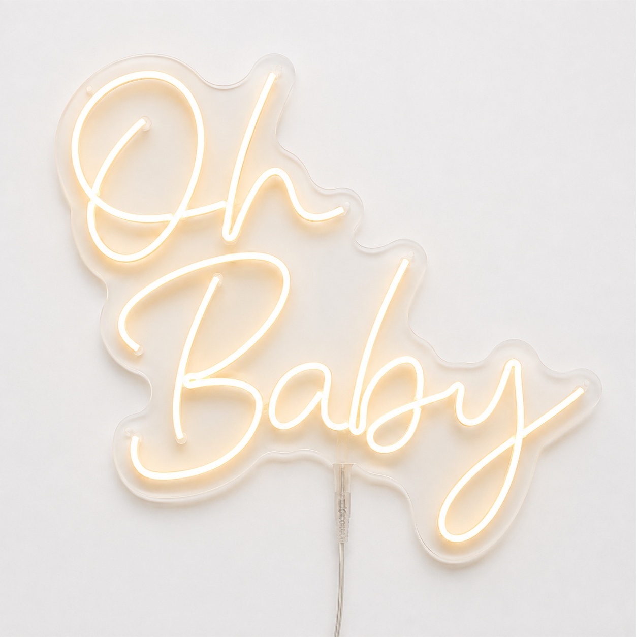 Oh Baby | Branco Quente | Fundo Cristal - ArtePOP_locacao_neonled