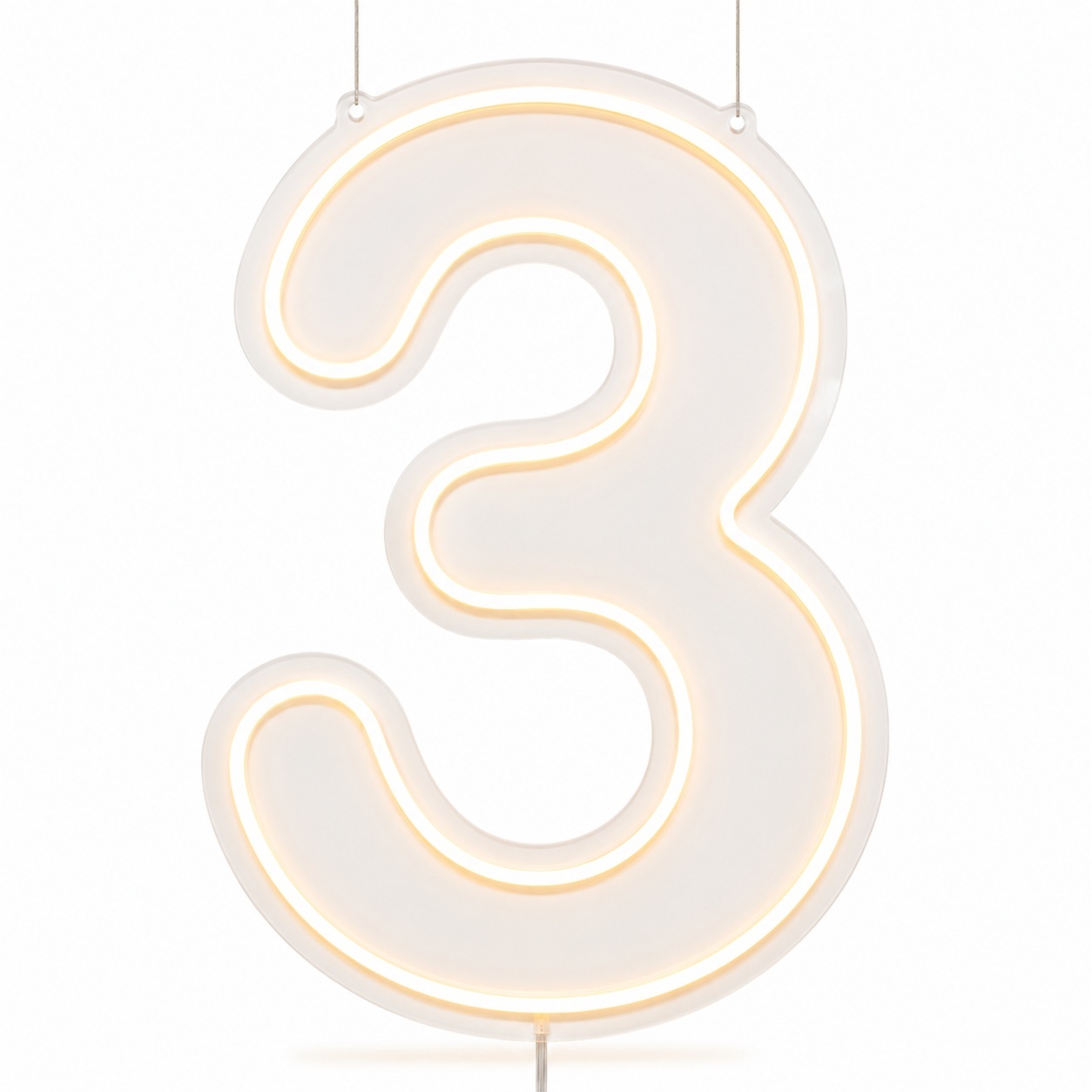 Número 3 | Branco Quente - ArtePOP_locacao_neonled