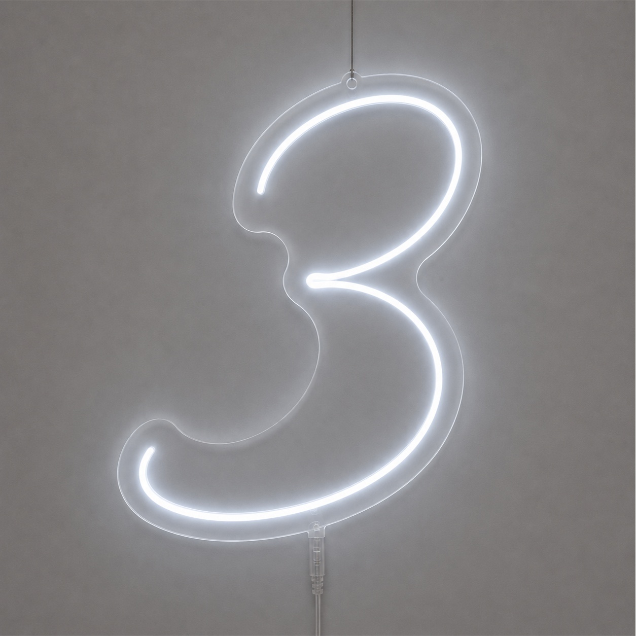 Número 3 | Manual | Branco Frio - ArtePOP_locacao_neonled